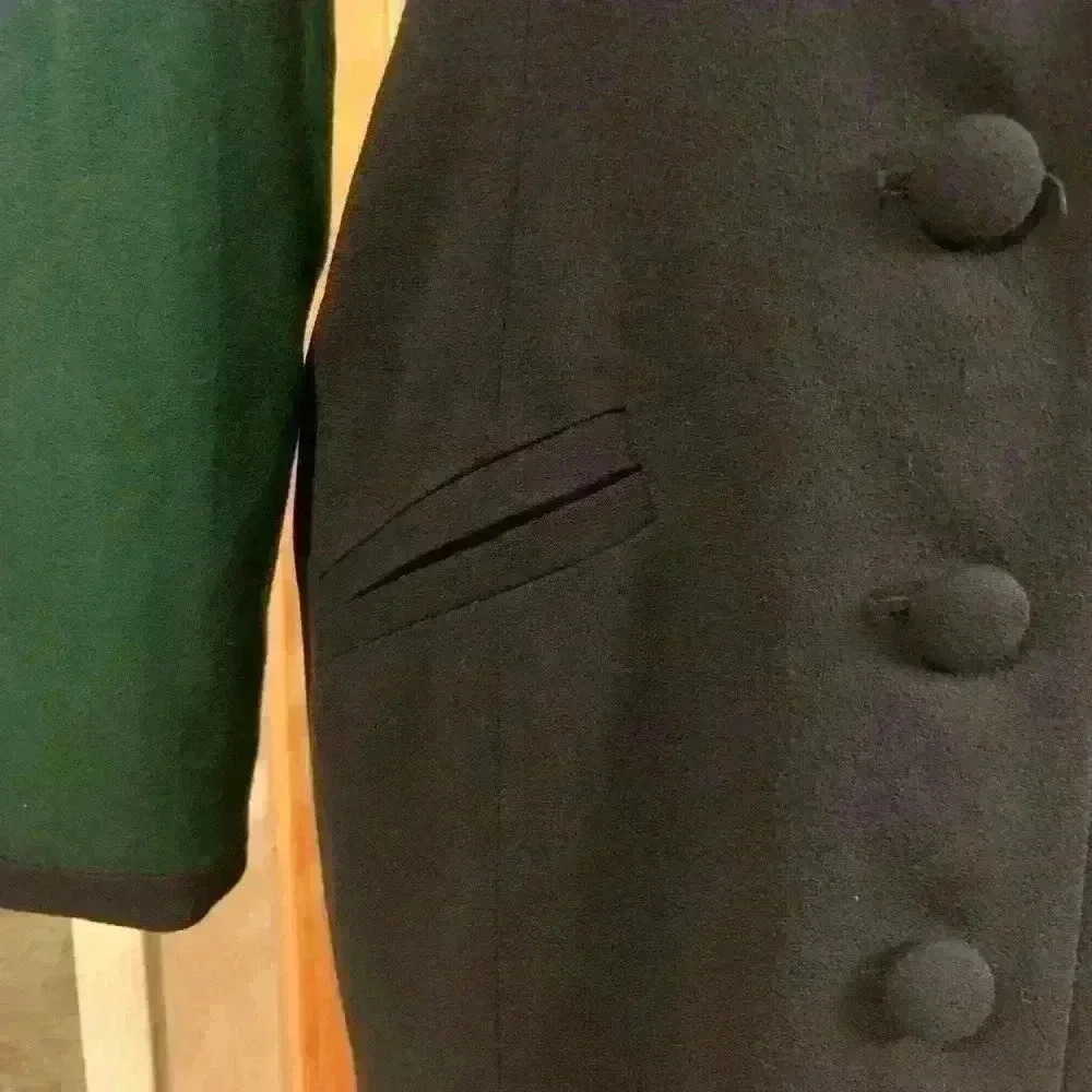 Vintage Gillian Petites Jacket Dress Wool Color Block Fully Lined Green  Navy. - Picture 4 of 14